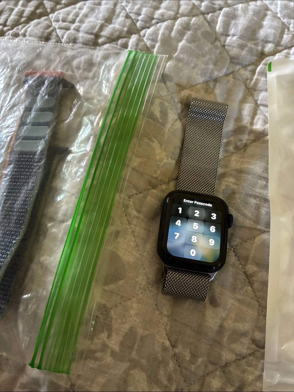 Apple Watch Series 6 with Blue and Pink Nylon Sport Loop Band - Picture 5 of 6